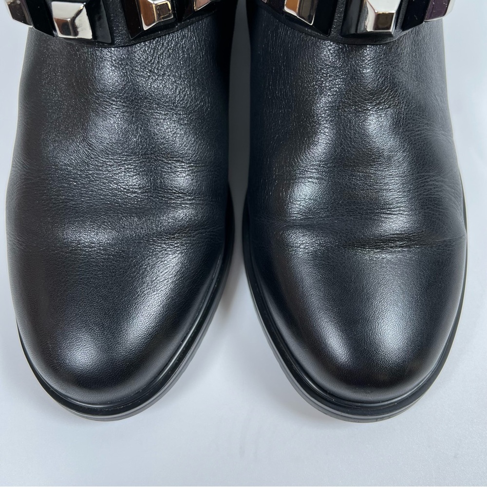 Balidoner Black Leather Studded & Ankle Buckle Black Leather Ankle Boots Size 38 - Picture 7 of 16